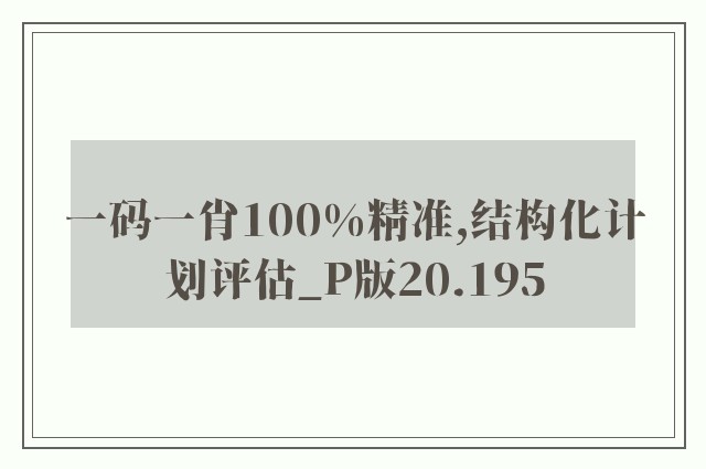 一码一肖100%精准,结构化计划评估_P版20.195